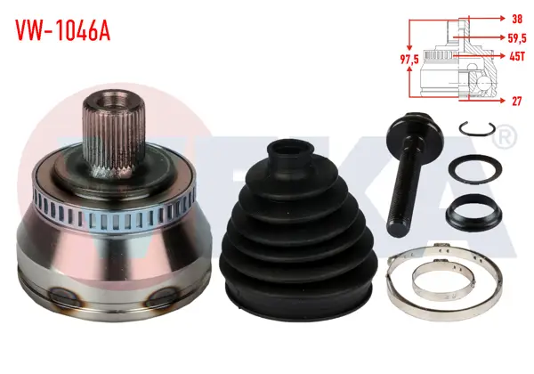 Aks Kafası Sol-Sağ On Dıs Audi A4 (8E2,B6) 1.8 T ABS li 45 Dıs 38X27x59.5 Uzunluk 97.5mm 2000-2004