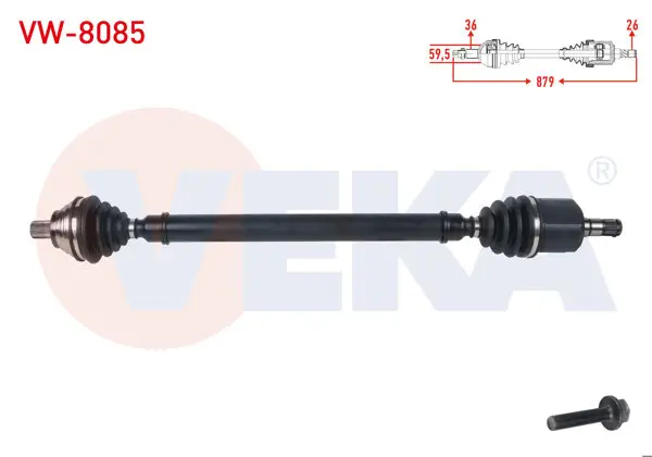 Komple Aks Sağ On Uzunluk 879mm Volkswagen Golf V 1.6İ A-T 6 İleri 2003-2009 / Golf VI 1.6İ A-T 2008-2013