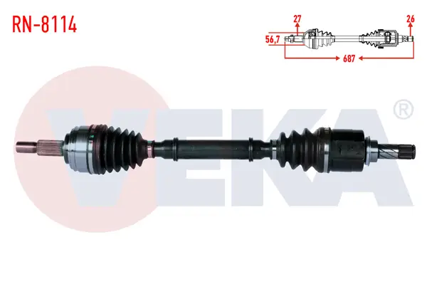 Komple Aks Sol Ön Uzunluk 687mm Renault Laguna II (Bg0 / 1) 1.5 DCI 2007-20015