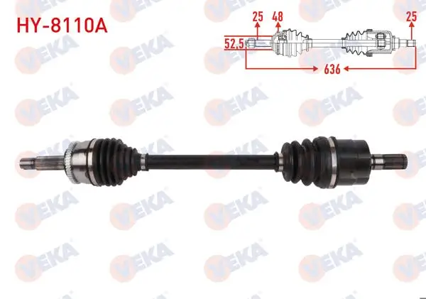 Komple Aks Sol Ön ABS li 48 Dıs Uzunluk 636mm Hyundai Accent Blue 1.4 Cvvt A-T 2010 -