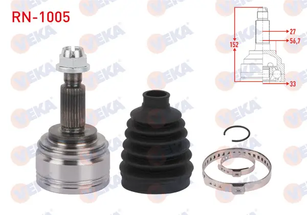 Aks Kafası Sol-Sağ On Dıs Uzunluk 152mm Renault Kangoo (Kw0 / 1) 1.5 DCI 105 Hp 6 Vites 2008 -