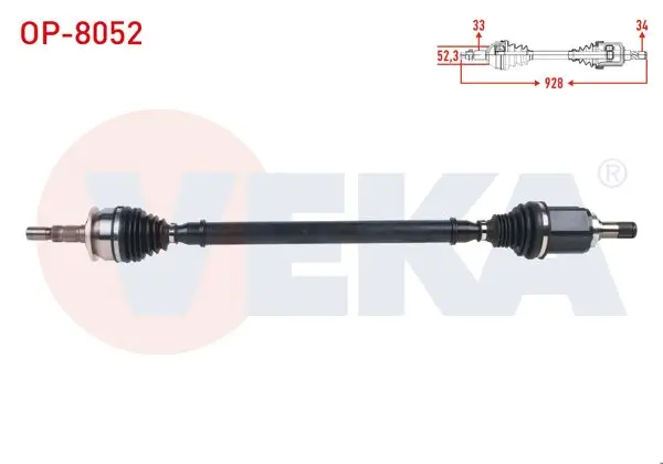 Komple Aks Sağ Uzunluk 928mm Opel Astra K 1.6 CDTI-1.6 Turbo A / T 2015 -