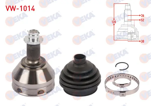 Aks Kafası Sağ On Dıs Uzunluk 120mm Volkswagen Polo (Aw1) 1.0 TSI DSG 2017-/ Seat Ibiza V (Kj1) 1.0 TSI DSG 2017-/ Skoda Kamıq (Nw4) 1.0 TSI DSG 2018 -