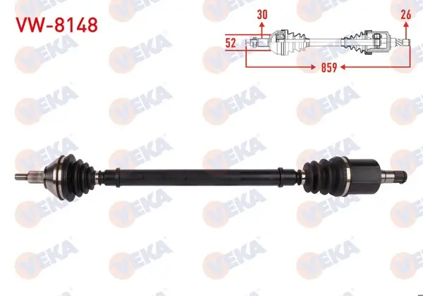 Komple Aks Sağ On Uzunluk 859mm Volkswagen Polo 1.4-1.6 A-T 2006-2009 / Skoda Fabia 1.6 A-T 2007-2014 / Seat Ibiza 1.6 A-T 2006-2009