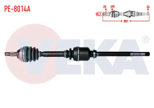 Komple Aks Sağ On Peugeot 306 (7B,N3,N5) 1.9 D ABS li 29 Dıs Uzunluk 881mm 1993-2002