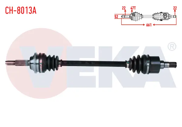 Komple Aks Sol Ön Chevrolet Aveo (T250) 1.2 8V Soch ABS li 47 Dıs M-T Uzunluk 661mm 2006-2011