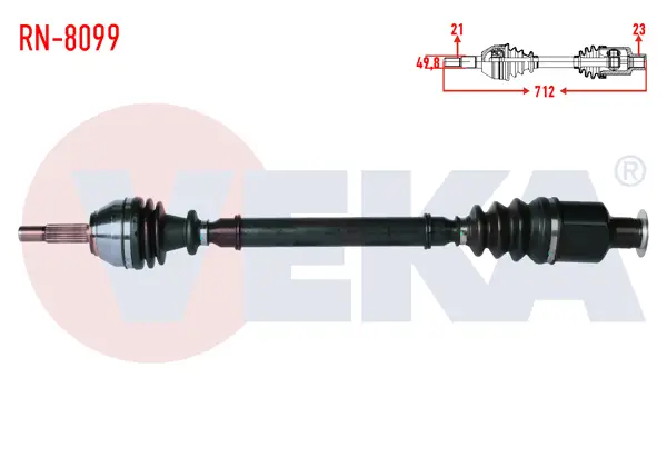 Komple Aks Sağ On Renault Clio II (Bb0 / 1 / 2,Cb0 / 1 / 2) 1.4İ Uzunluk 712mm 1998-2005