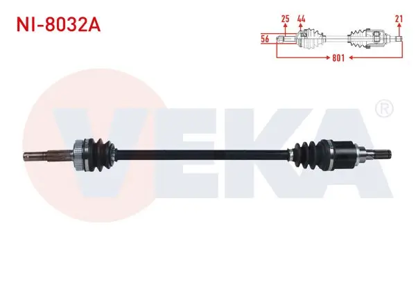 Komple Aks Sol-Sağ Arka Nissan Qashqai (J11) 1.6 DCI 4X4 ABS li 44 Dıs Uzunluk 801 mm 2014-/ Nissan X-Traıl (T31) 2.0 DCI 4X4 2007-2013 / Nissan X-Traıl (T31) 2.0İ 4X4 2007-2013