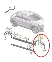 Volkswagen T-Roc Sağ Ön Çamurluk Kaplaması (Dodik) Orijinal