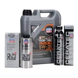 LIQUI MOLY 5W-30 Motor Yağı Tam Sentetik Top Tec 4200 5 Litre (8973) + Motor Temizleme (1019) + Ceratec Katkı Kiti (7181)