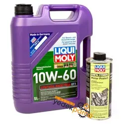 LIQUI MOLY 10W-60 Motor Yağı Synthoil Race Tech GT1 5 Litre (8909) + Molygen Motor Protect 500 ml ( 1015 ) Performance Kiti