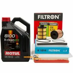 Opel Astra H Filtron 1.3 Dizel Periyodik Bakım Filtre Seti- Motul Efe 4 LT 5W30  (Yağ Filtresi Tırnaklı) Filtron Marka