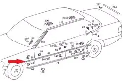 Mercedes W124 Kasa Ön Sol Çamurluk Üst Çıtası
