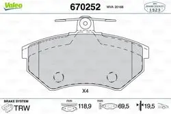 Fren Balatası Ön-Kulaksız-19.5mm-VW Caddy 96-03 Golf 89-98 Passat 85-91 Polo 95-02
