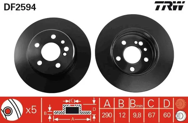 Fren Diski Arka Düz 290 mm (Mercedes 300S)