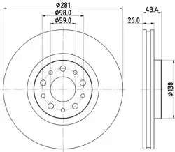 Fren Disk Ön Havalı 281-5 Fiat Egea 16-Kaplamalı /