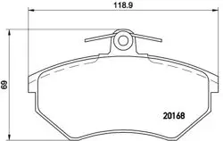 Ön Fren Balatası-Kulaksız 20mm-(VW Caddy 96-03 Golf 80-98 Polo 95-02 Audi A4 95-97