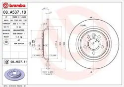 Fren Disk Arka UV Coated Volvo (S60 / V60 / S80 / V70 / Xc70) (Elektrikli El Frenı) (Katı Disk)) (07-18)