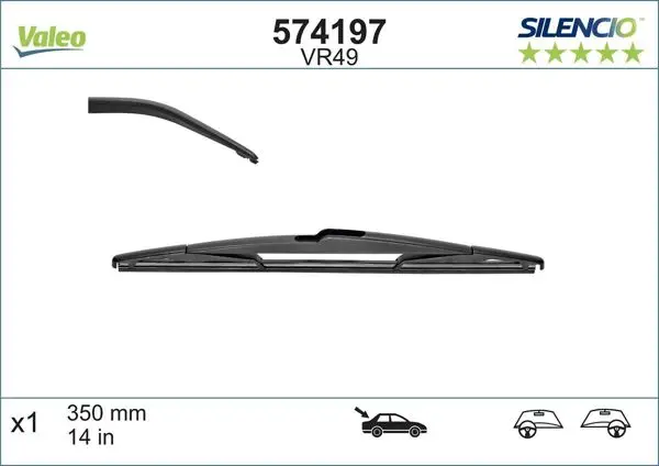 (X1) Vm49 Renault Kangoo 2 , Megane 3 (Arka) (350) Silecek Bınek (Ithal)
