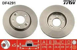 Ön Fren Disk Aynası Havalı Hyundai Santafe 2.0 01-06 Trajet 2.0 00-(276mm)