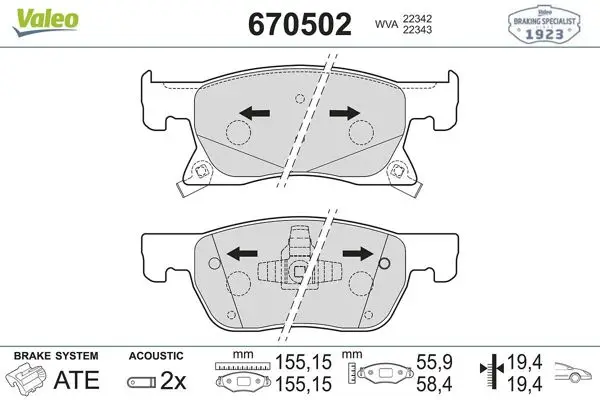 Fren Balatası Ön 15 Jant-Opel Astra K 1.0 1.4 1.6 1.6 CDTI