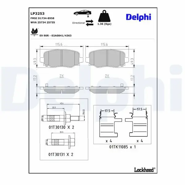 Arka Fren Balatası Jeep Cherokee (Kl) 2.0Crd 4×4 14-2.4 4×4 13 -