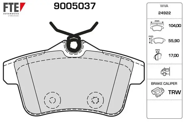 Arka Fren Balatası P308 Rcz C4 II Ds4 Ds5 P308 P3008 P508 1.6Gtı / 1.6 HDI / 2.0 HDI 07 / 10-Ölçü: (104×55.9×18mm)