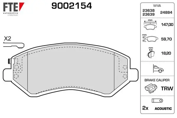 Ön Fren Balatası Chrysler Voyager III IV (Rg,Rs) 95-08 Dodge Caravan 95-01 Jeep Cherokee (Kj) 01-08