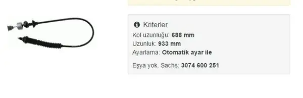 Debriyaj Teli 00-Xsara 1.4Hdi