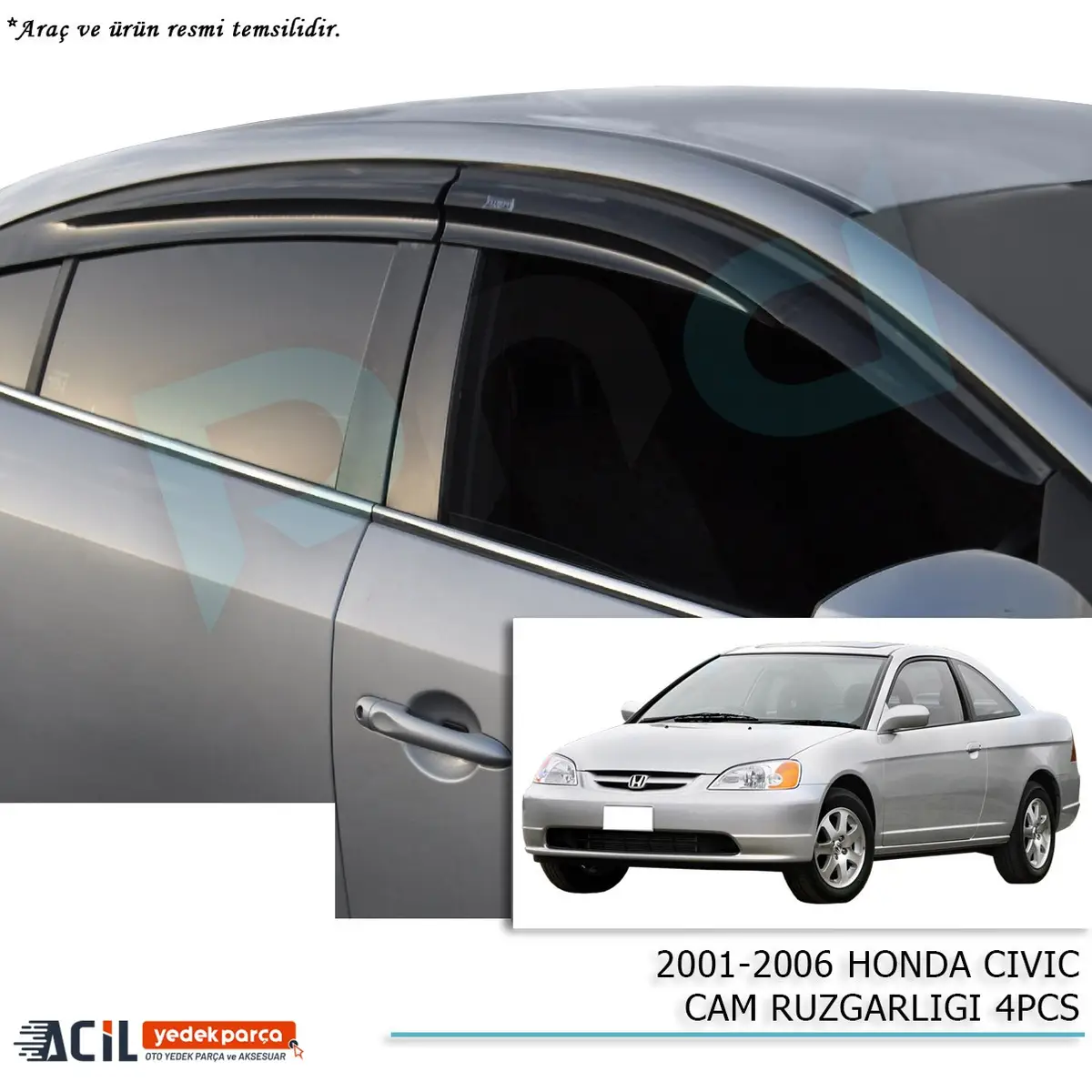 2001-2006 HONDA CIVIC CAM RUZGARLIGI 4PCS