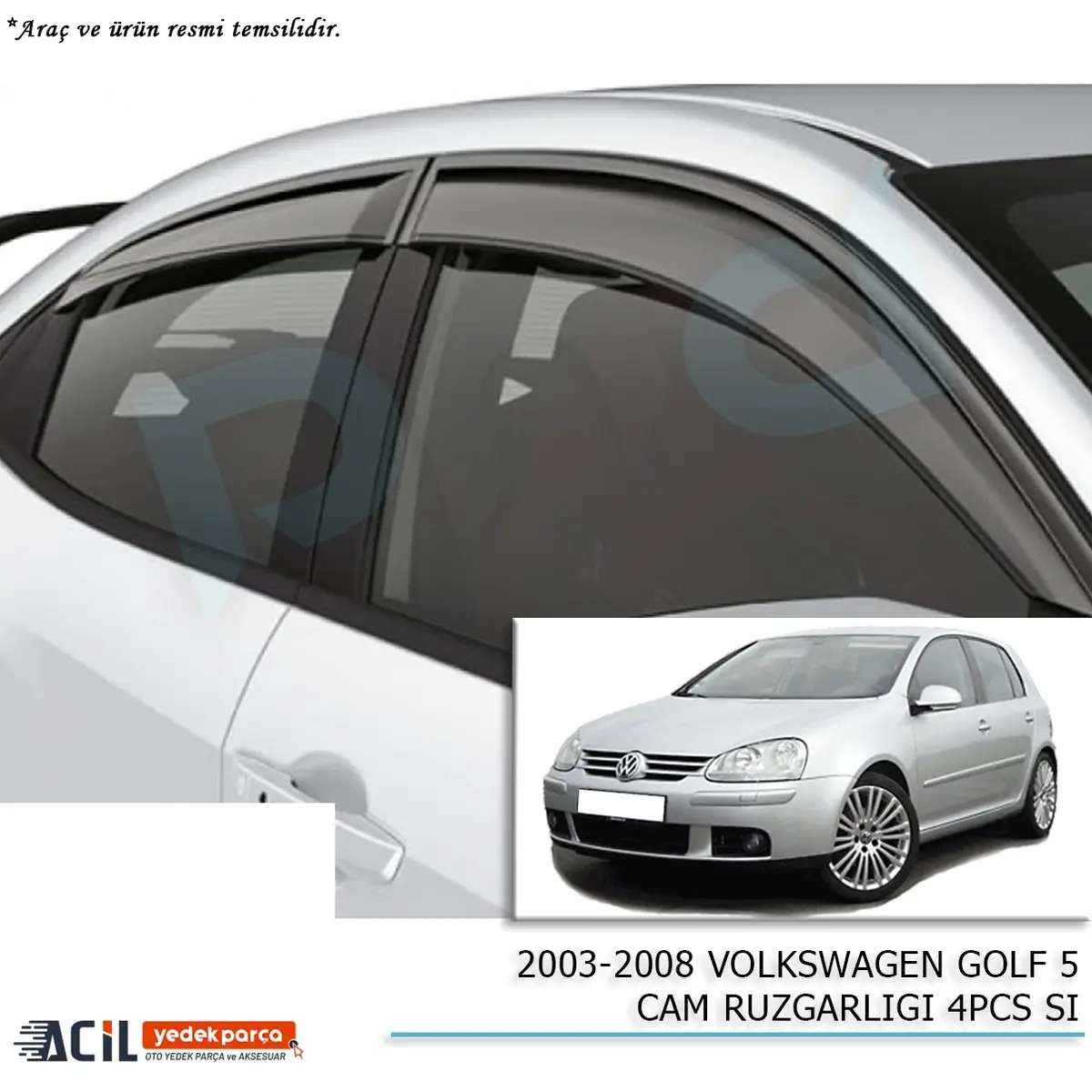 2003-2008 VOLKSWAGEN GOLF 5 CAM RUZGARLIGI 4PCS SI
