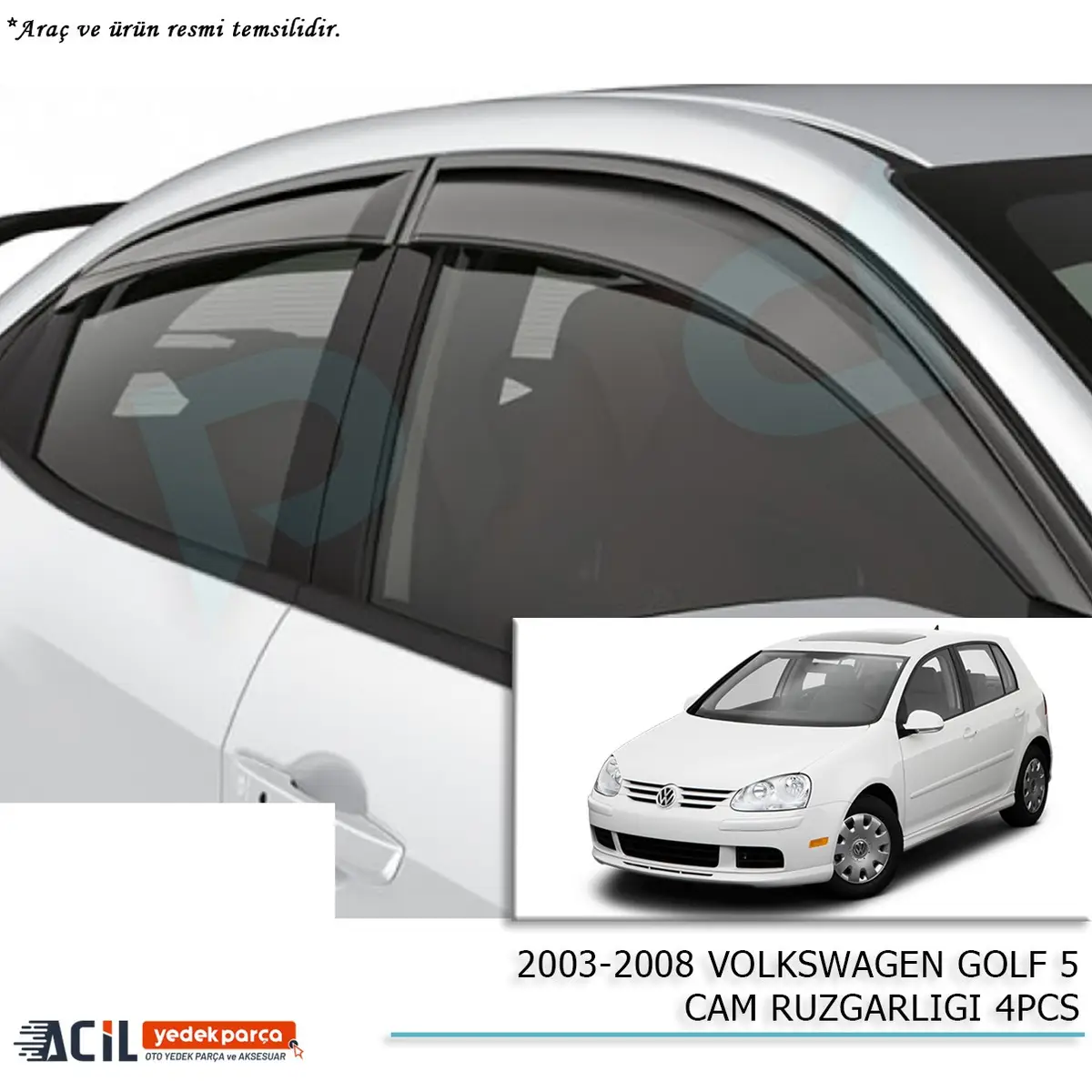 2003-2008 VOLKSWAGEN GOLF 5 CAM RUZGARLIGI 4PCS