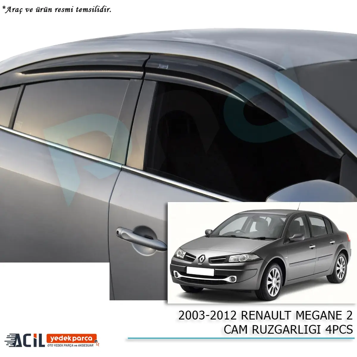 2003-2012 RENAULT MEGANE 2 CAM RUZGARLIGI 4PCS