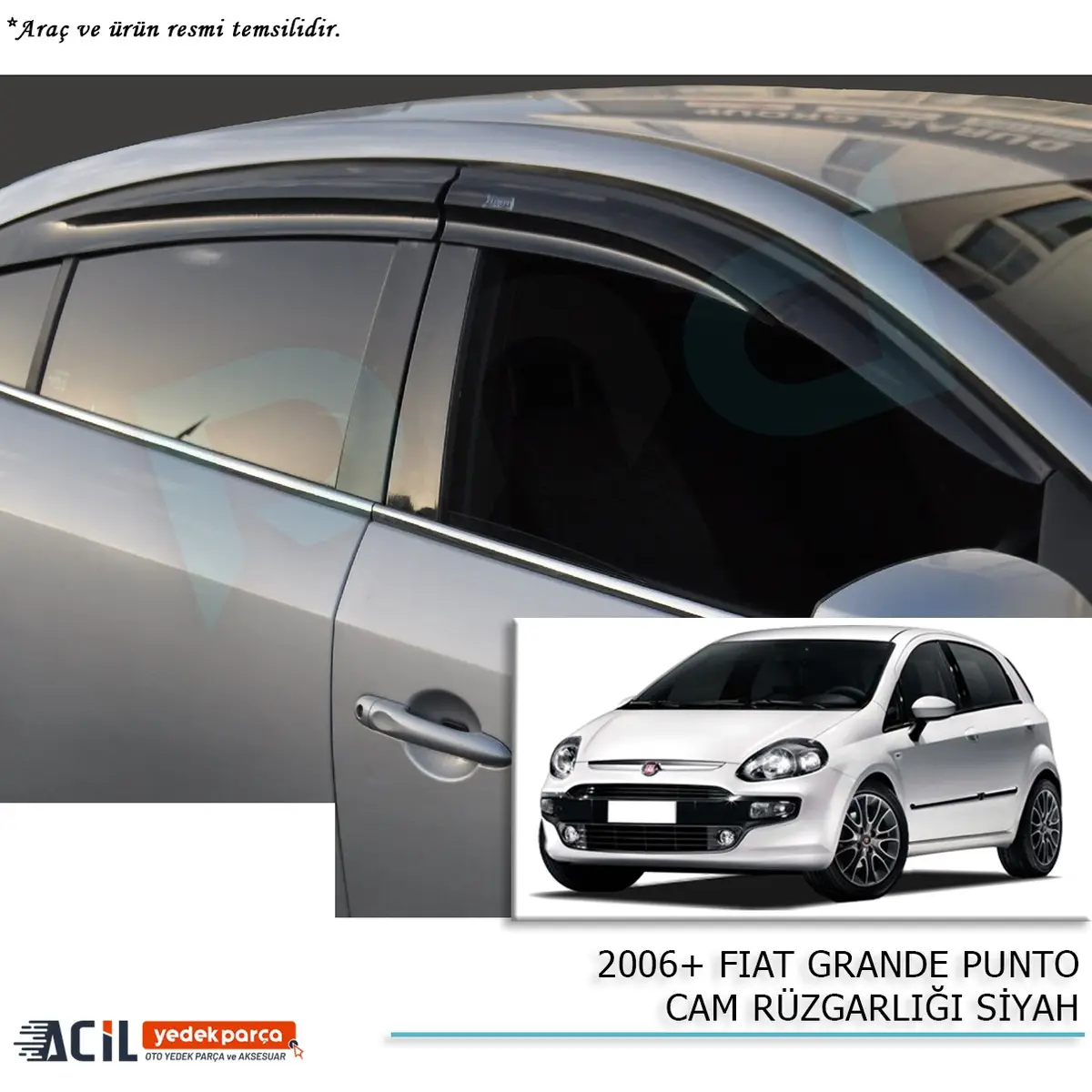 2006+ FIAT GRANDE PUNTO CAM RUZGARLIGI SIYAH