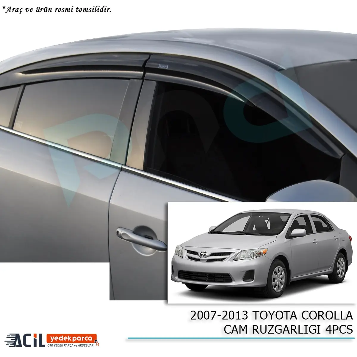 2007-2013 TOYOTA COROLLA CAM RUZGARLIGI 4PCS