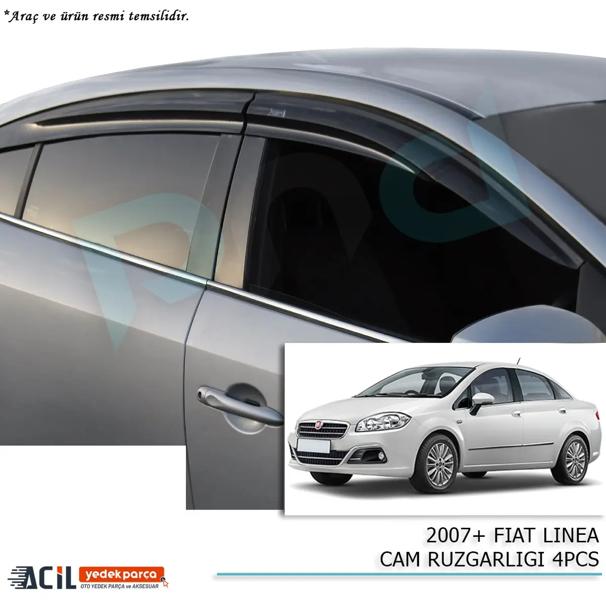 2007+ FIAT LINEA CAM RUZGARLIGI 4PCS