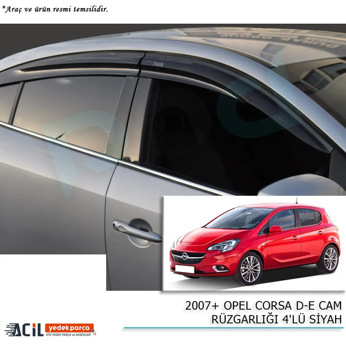 2007+ OPEL CORSA D-E CAM RUZGARLIGI SIYAH