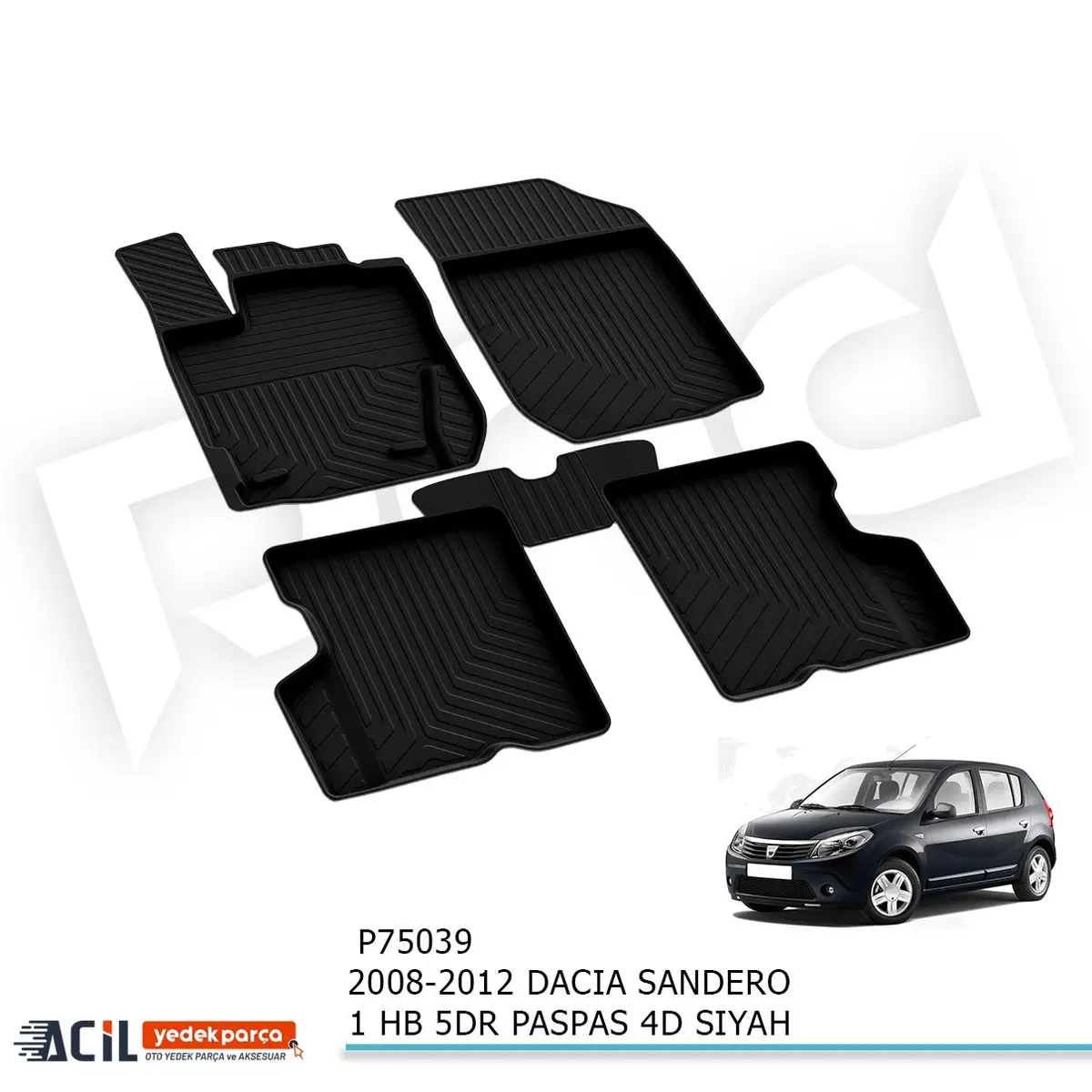 2008-2012 DACIA SANDERO 1 HB 5KP PASPAS 4D SIYAH