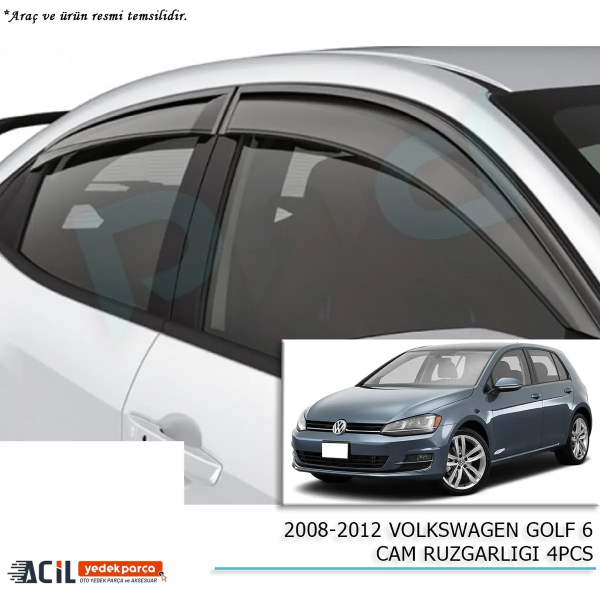 2008-2012 VOLKSWAGEN GOLF 6 CAM RUZGARLIGI 4PCS