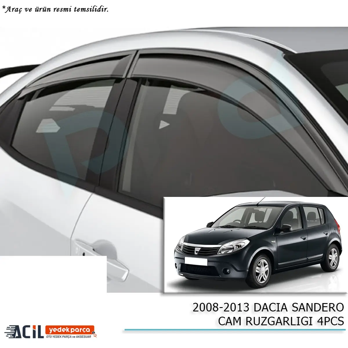 2008-2013 DACIA SANDERO CAM RUZGARLIGI 4PCS