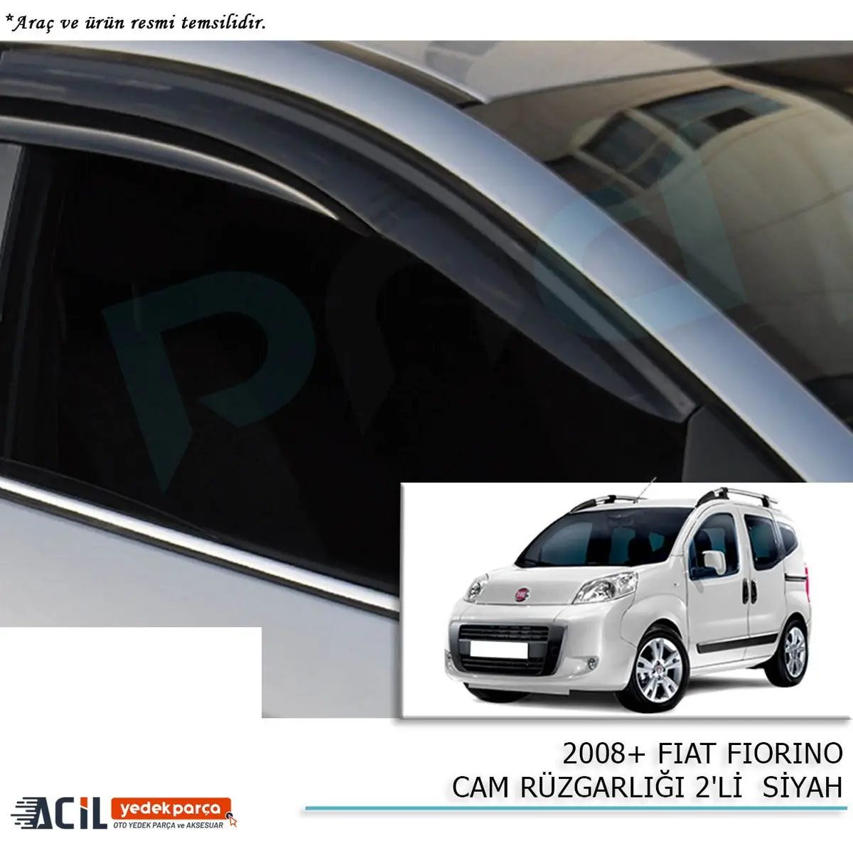 2008+ FIAT FIORINO CAM RUZGARLIGI 2PCS  SIYAH