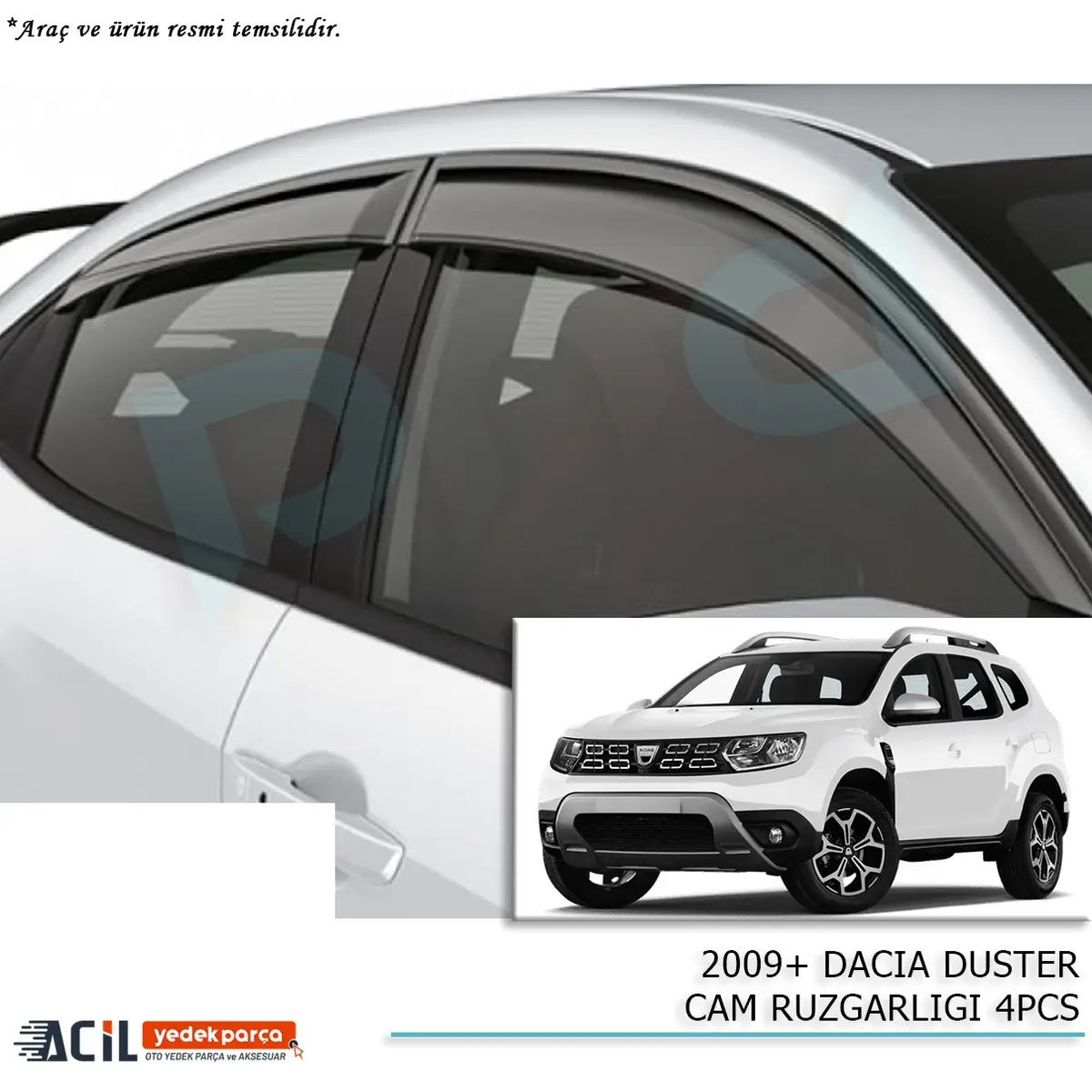 2009+ DACIA DUSTER CAM RUZGARLIGI 4PCS