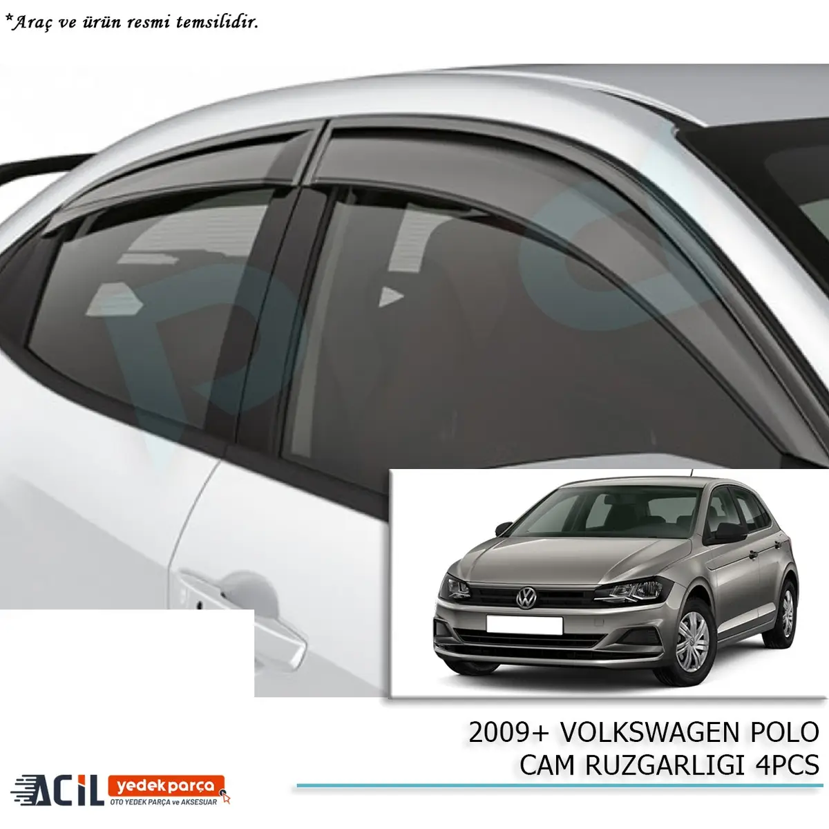 2009+ VOLKSWAGEN POLO CAM RUZGARLIGI 4PCS