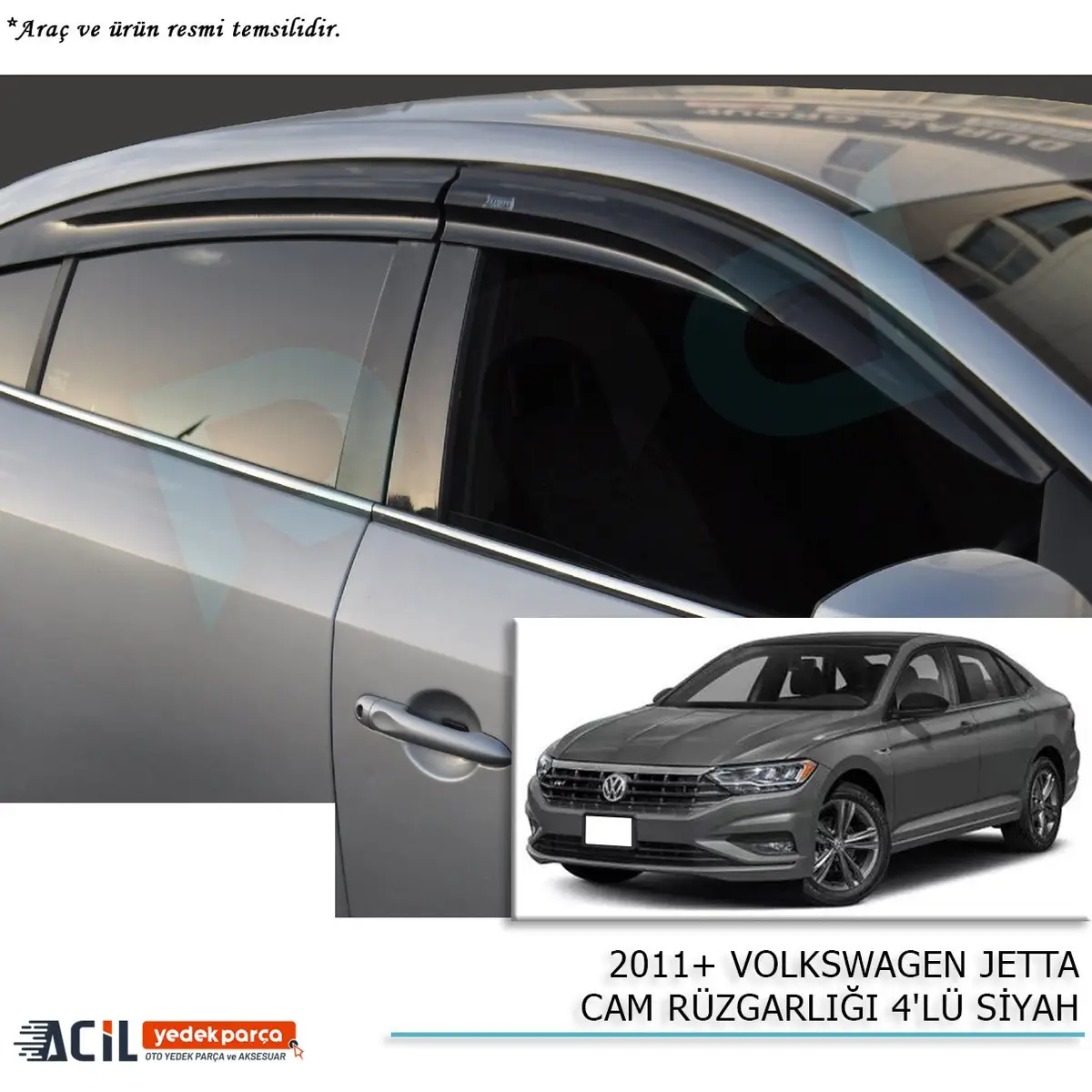 2011+ VOLKSWAGEN JETTA CAM RUZGARLIGI 4PCS SIYAH