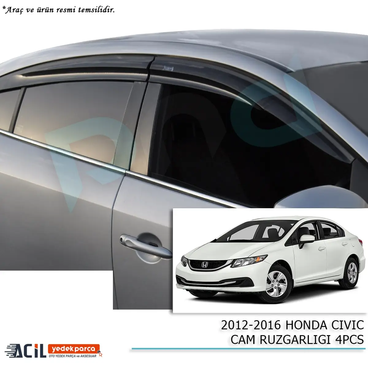 2012-2016 HONDA CIVIC CAM RUZGARLIGI 4PCS