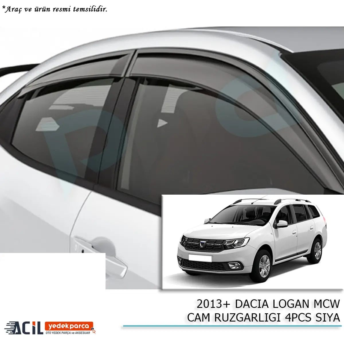 2013+ DACIA LOGAN MCW CAM RUZGARLIGI 4PCS SIYA