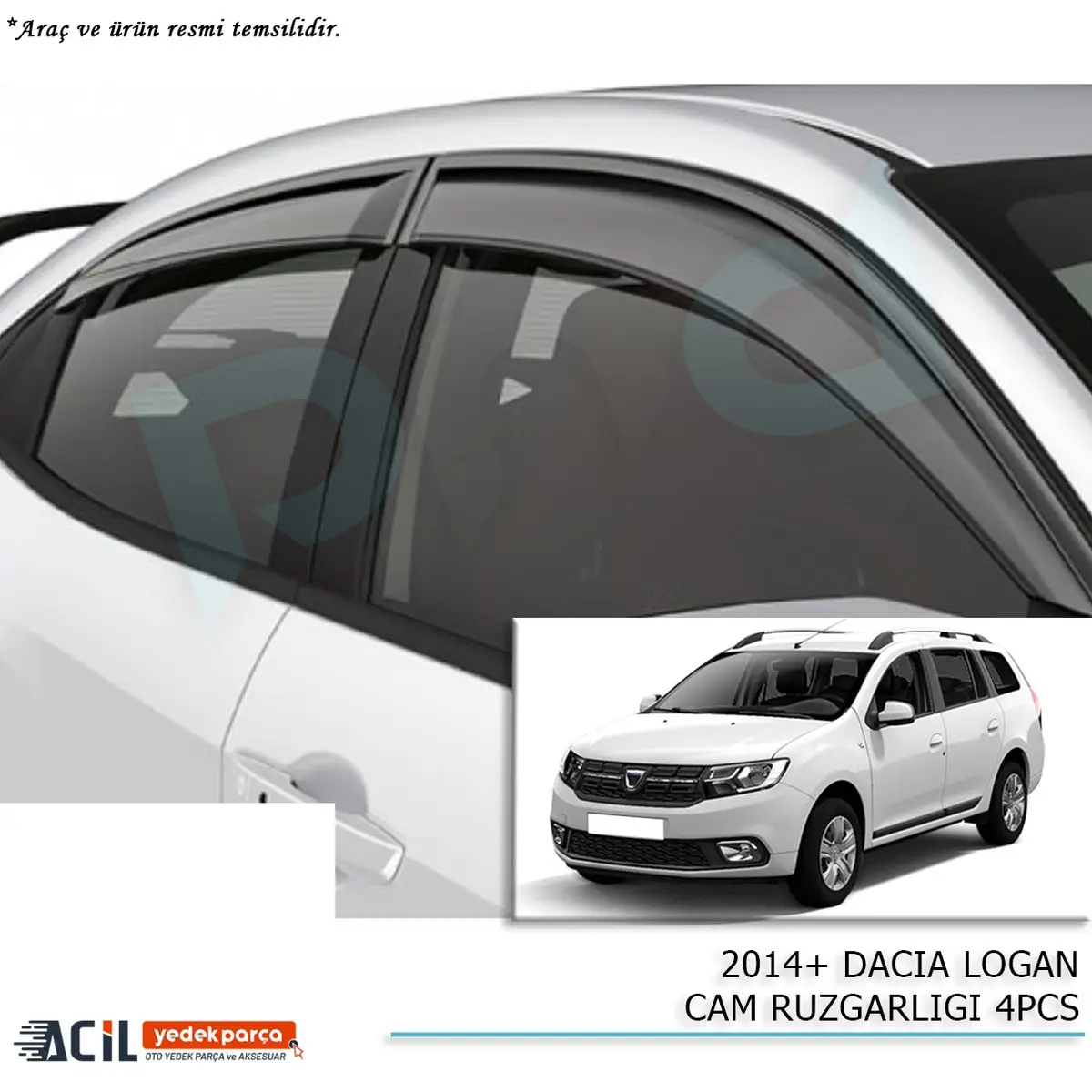 2014+ DACIA LOGAN MCV CAM RUZGARLIGI 4PCS