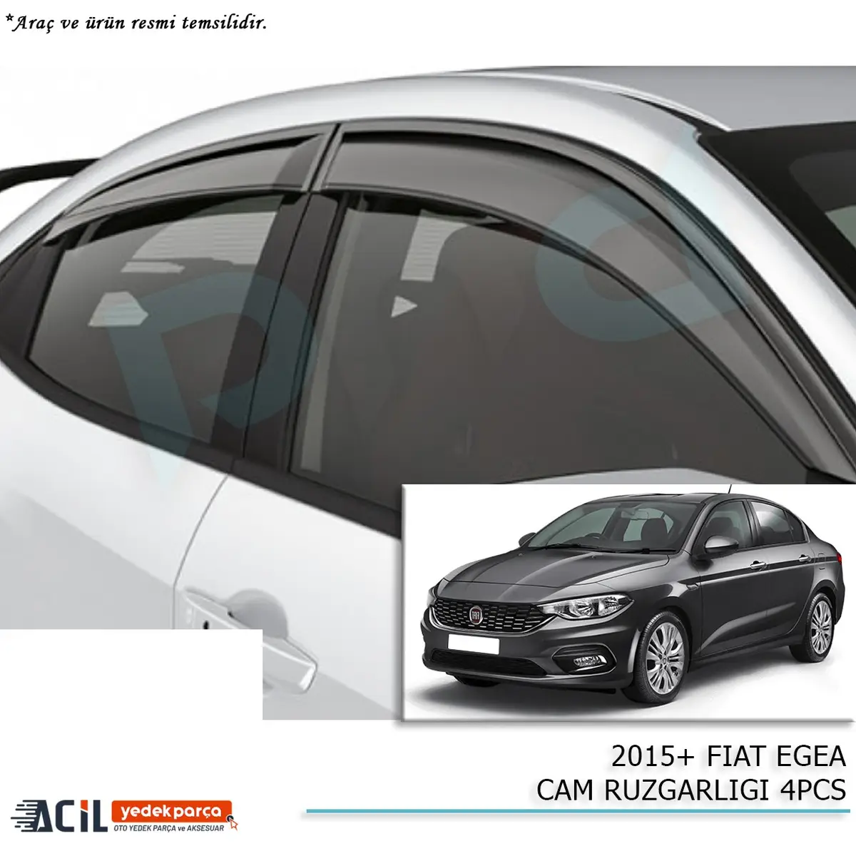 2015+ FIAT EGEA Kromlu CAM RUZGARLIGI 4PCS 2