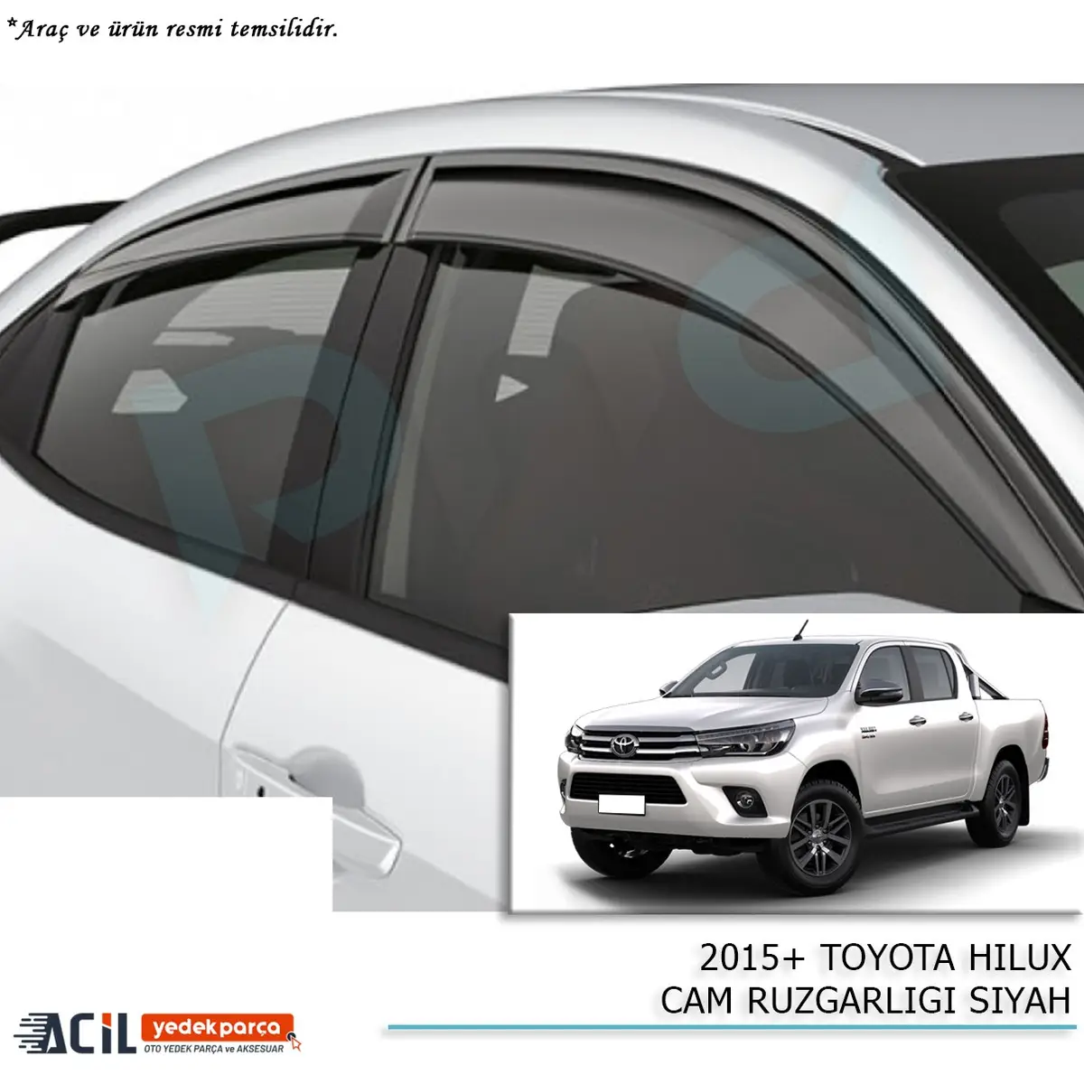 2015+ TOYOTA HILUX CAM RUZGARLIGI SIYAH