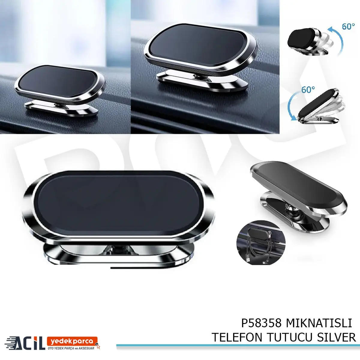 MIKNATISLI TELEFON TUTUCU SILVER